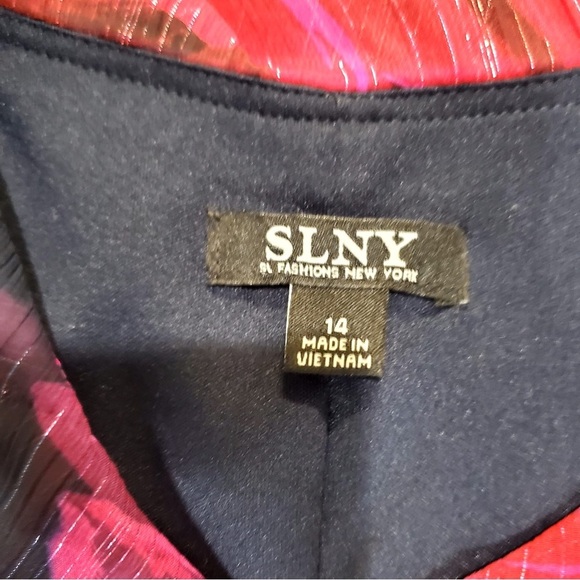 SLNY Womens Floral Flutter Party Sheath Chiffon Dress Black Red Pink Purple 14 - Picture 6 of 12